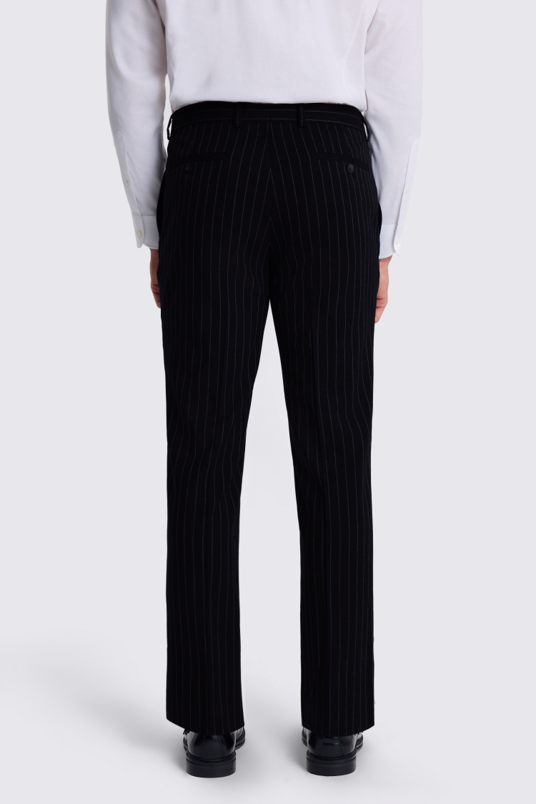 Navy Slim Fit Stripe Trousers - Image 2