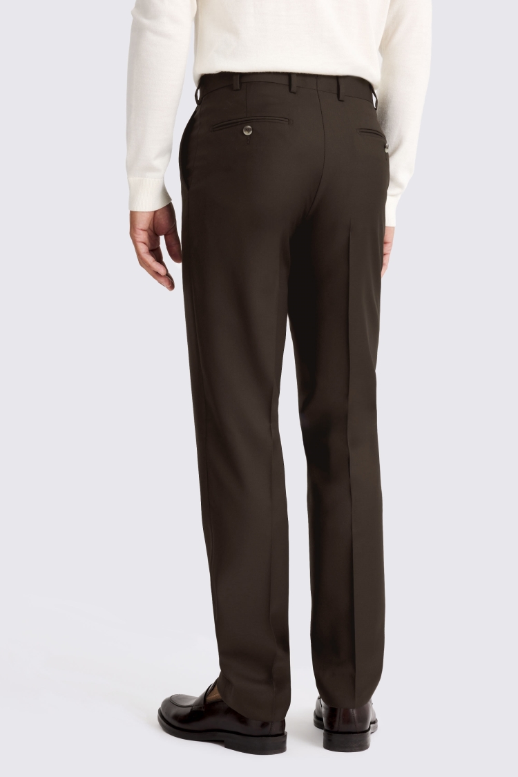 Brown Tailored Fit Twill Trousers - Image 2