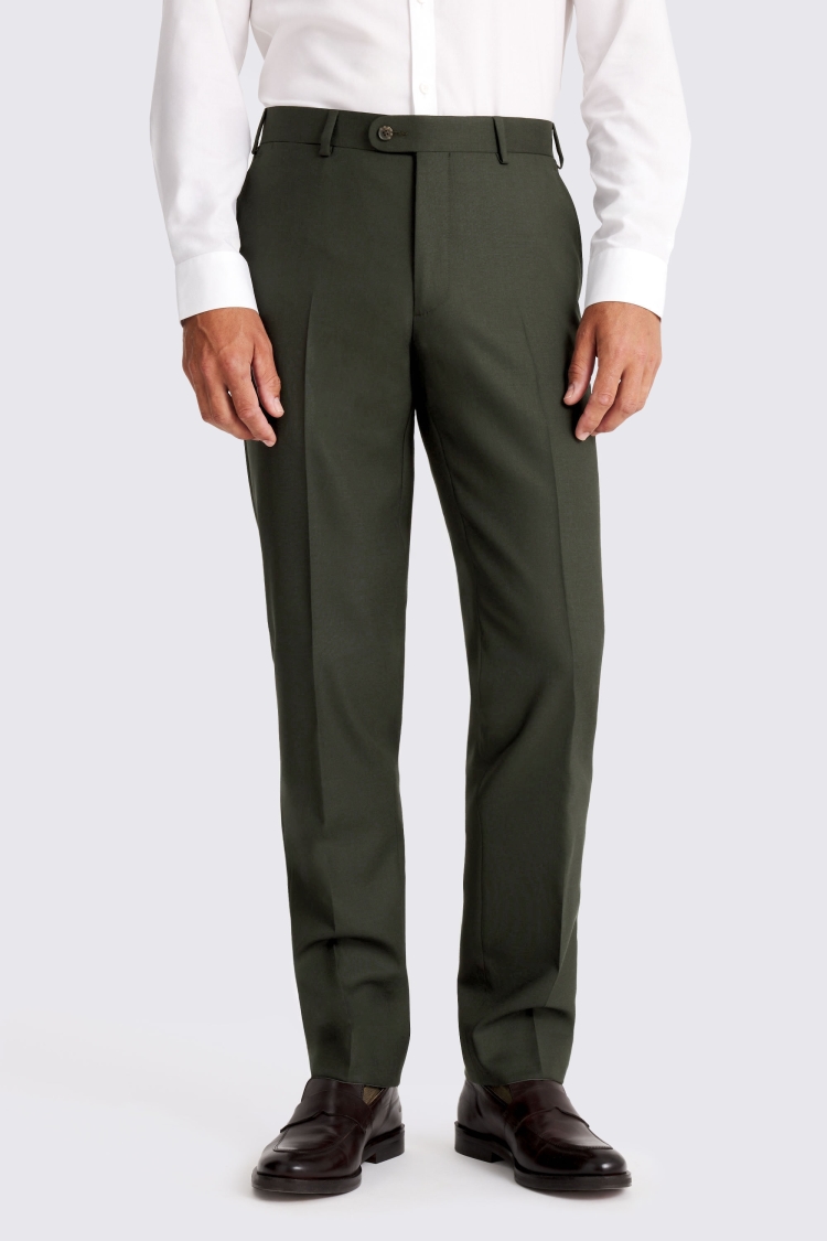 Dark Green Italian Tailored Fit Trousers
