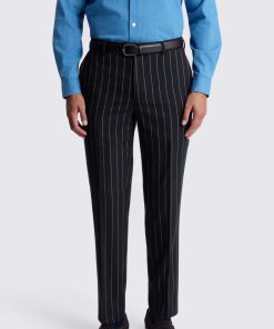 Navy Tailored Fit Stripe Trousers