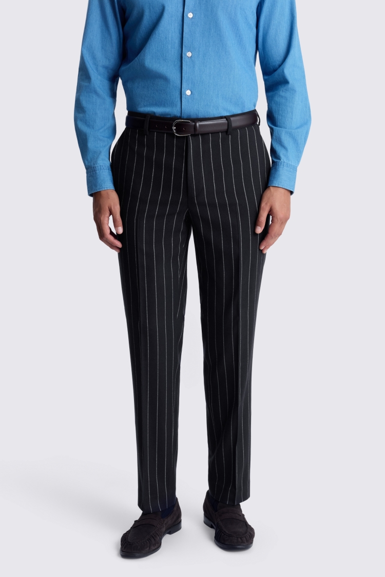 Navy Tailored Fit Stripe Trousers