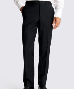 Navy Brown Tailored Fit Stripe Performance Trousers