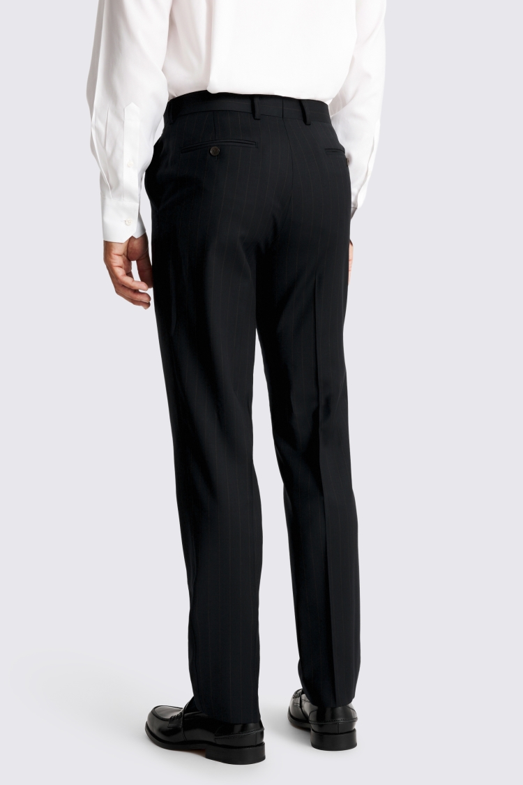 Navy Brown Tailored Fit Stripe Performance Trousers - Image 2