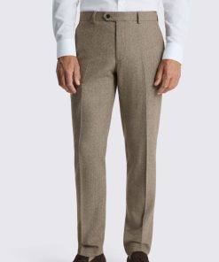 Brown Slim Fit Twill Tweed Trousers