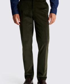 Dark Green Tailored Fit Corduroy Trousers