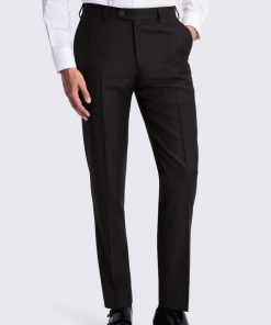 Black Tailored Fit Twill Trousers