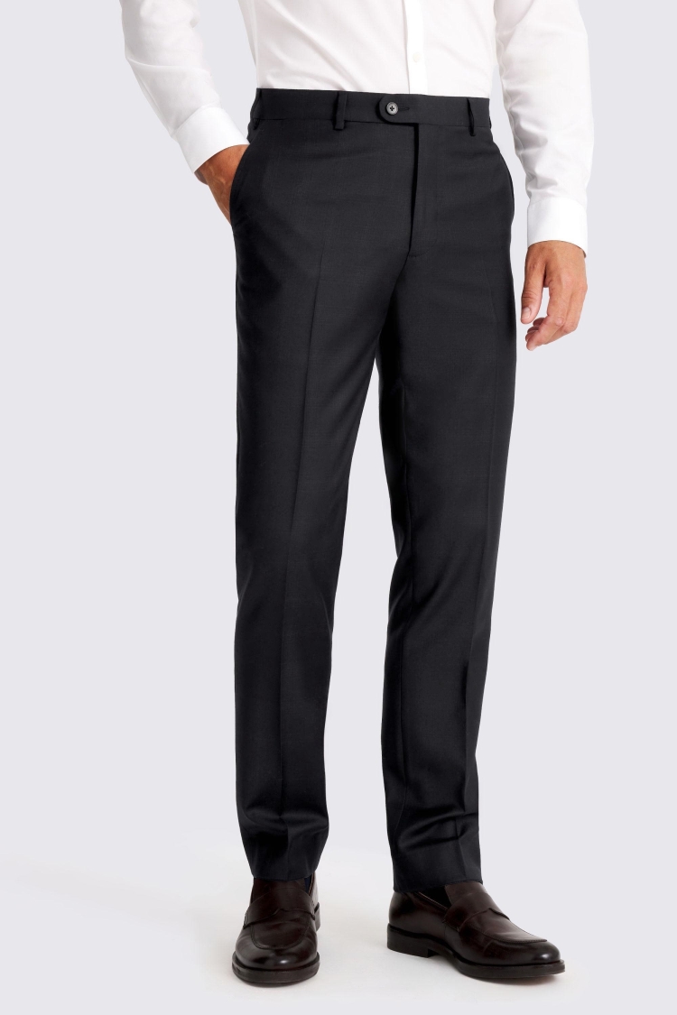 Navy Italian Tailored Fit Check Trousers