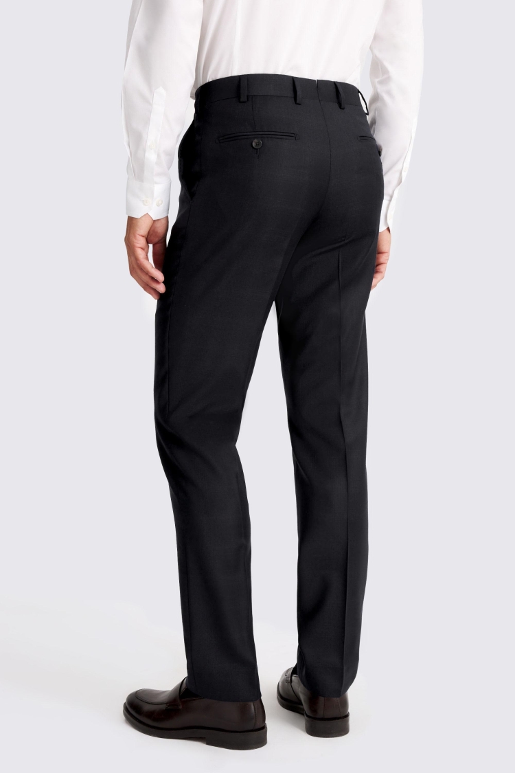 Navy Italian Tailored Fit Check Trousers - Image 2