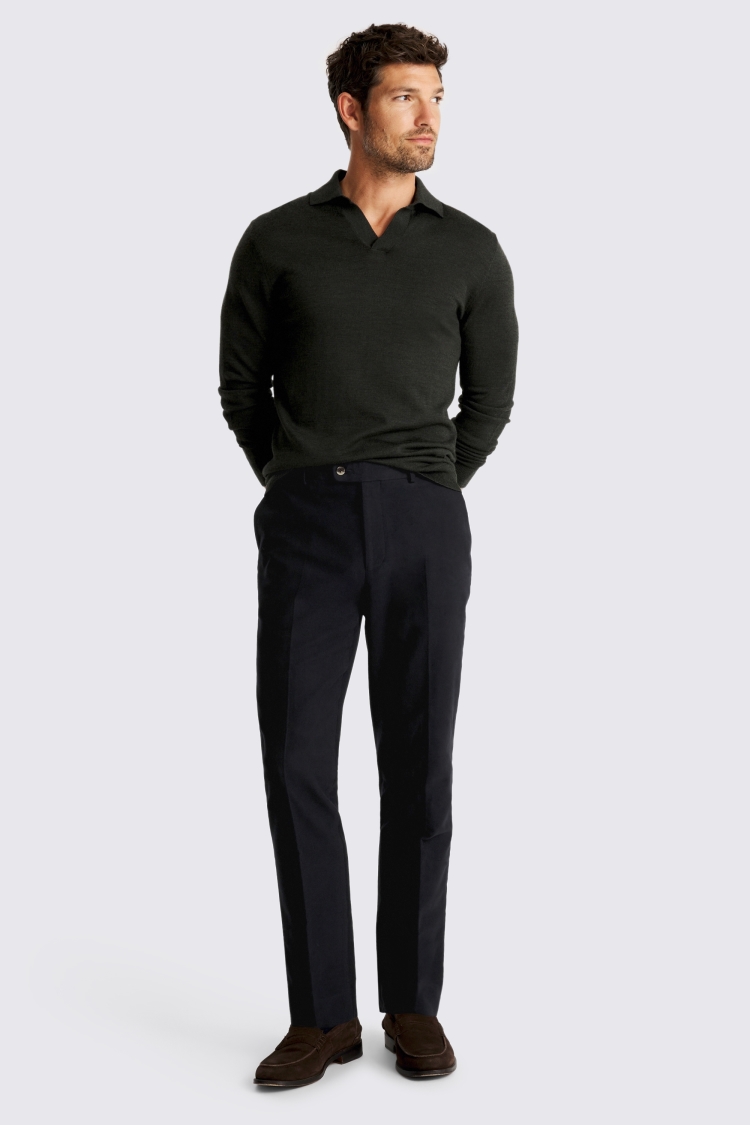 Navy Italian Moleskin Trousers - Image 2