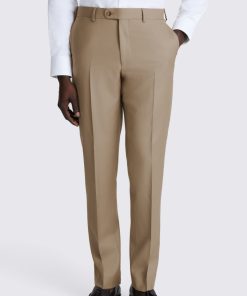 Taupe Italian Tailored Fit Twill Trousers