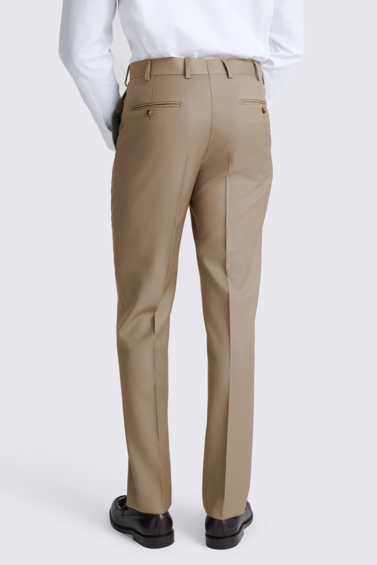 Taupe Italian Tailored Fit Twill Trousers - Image 2