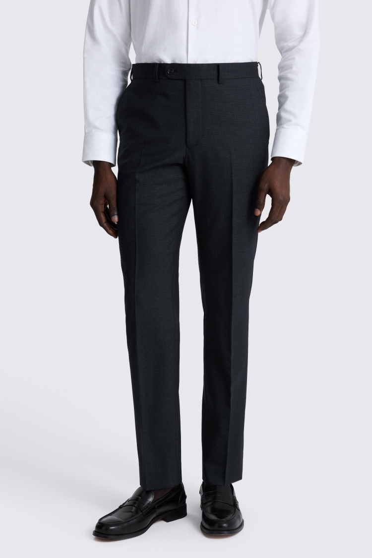 Navy Tailored Fit Puppytooth Performance Trousers