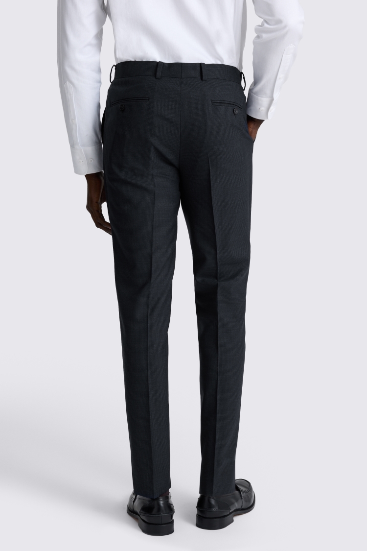 Navy Tailored Fit Puppytooth Performance Trousers - Image 2