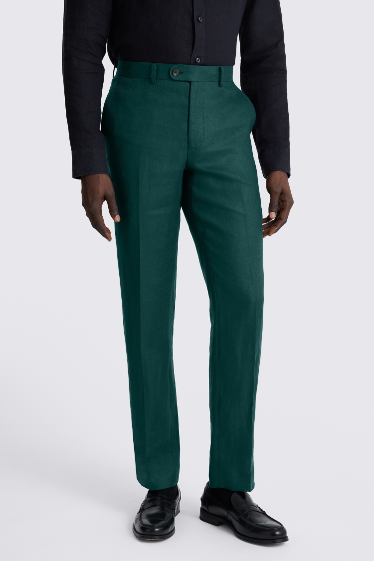Emerald Slim Fit Twill Linen Trousers