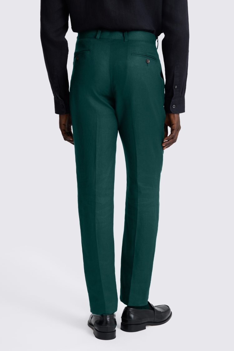 Emerald Slim Fit Twill Linen Trousers - Image 2