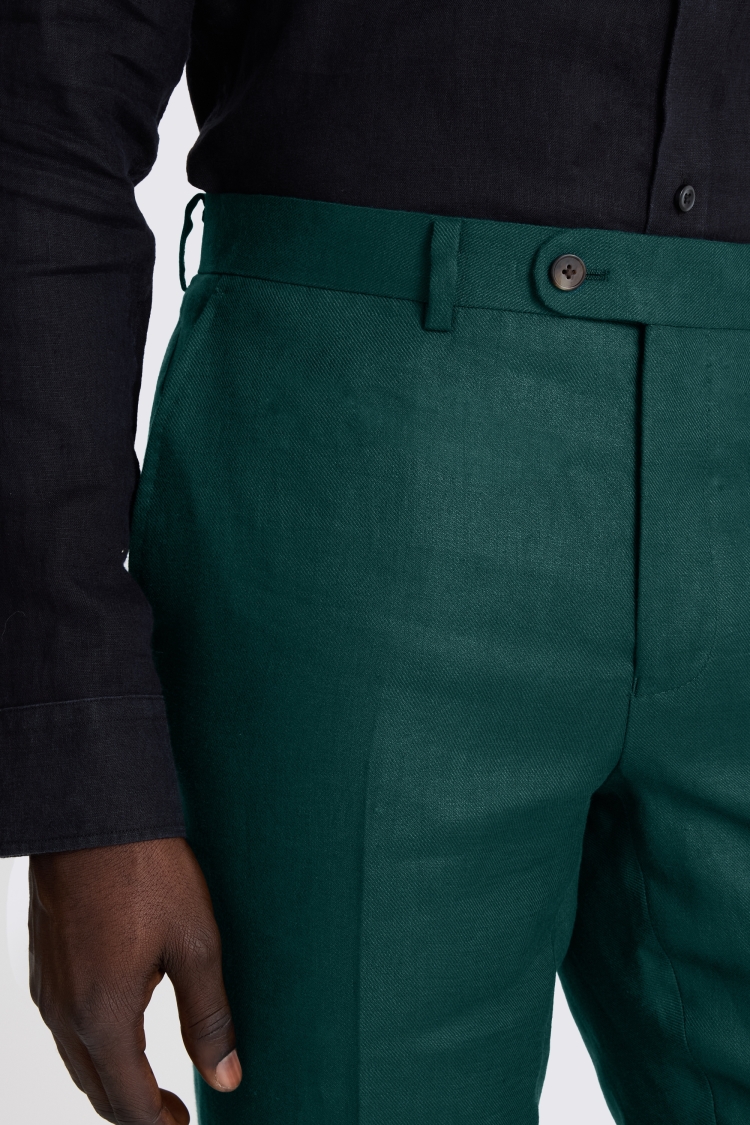 Emerald Slim Fit Twill Linen Trousers - Image 3