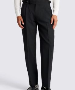 Black Wool Pleated Trousers