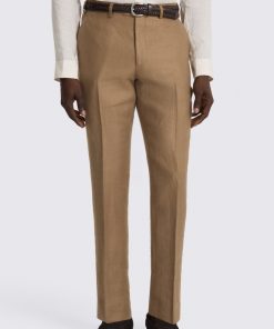 Chestnut Italian Tailored Fit Twill Linen Trouser