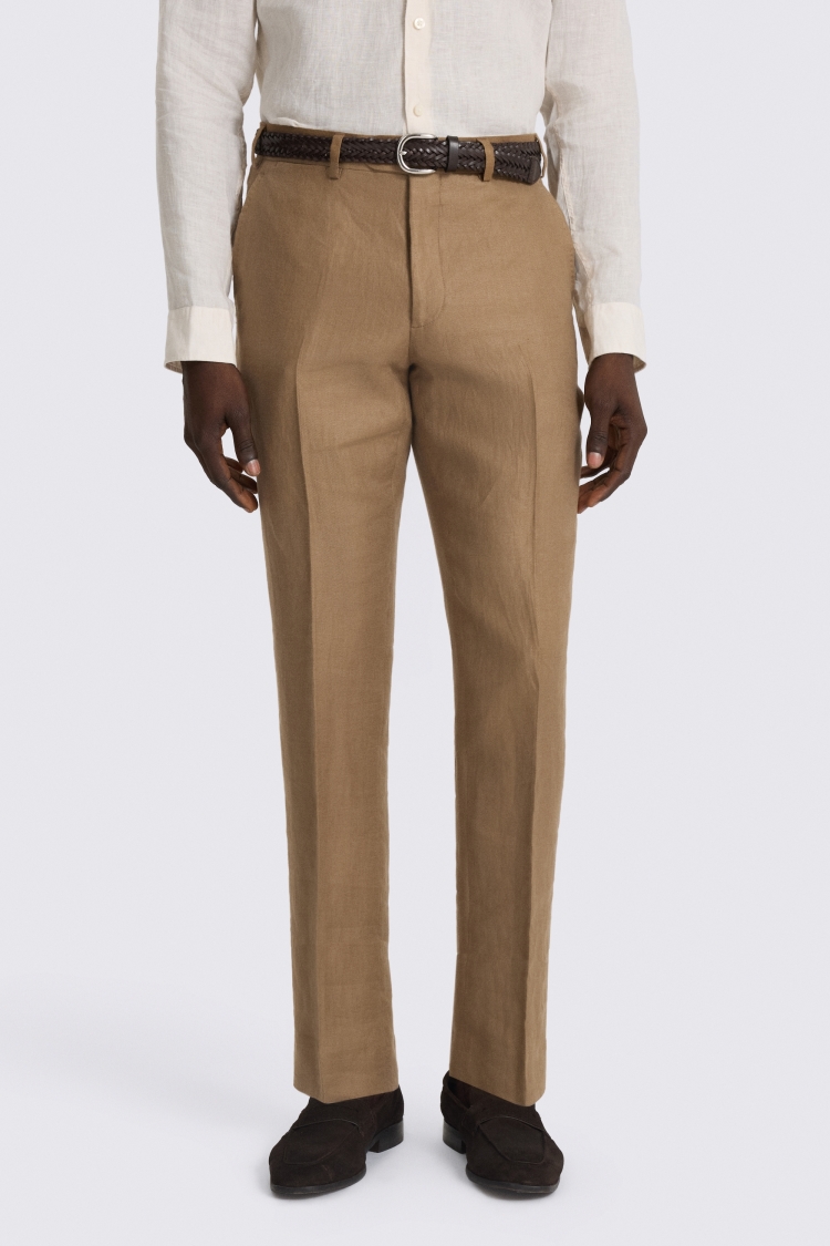 Chestnut Italian Tailored Fit Twill Linen Trouser