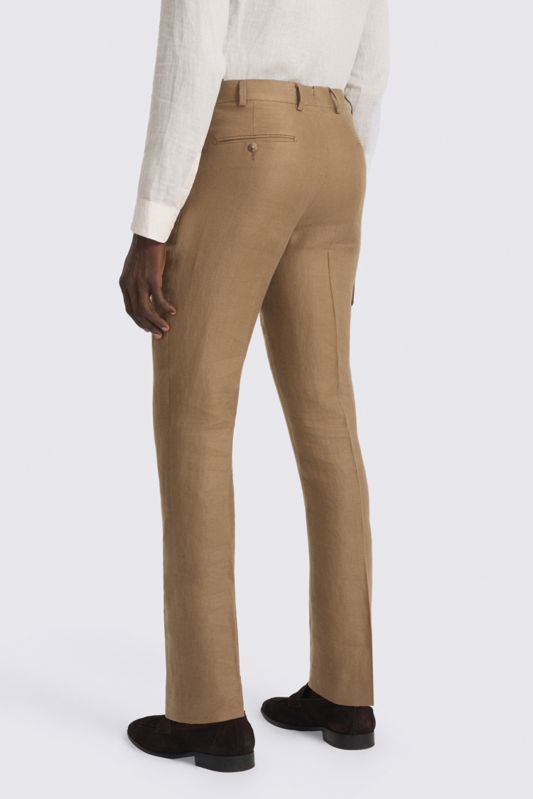 Chestnut Italian Tailored Fit Twill Linen Trouser - Image 2