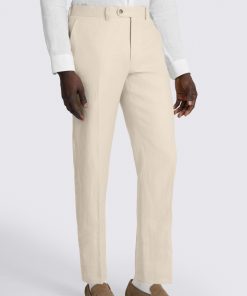 Neutral Tailored Fit Twill Linen Trousers