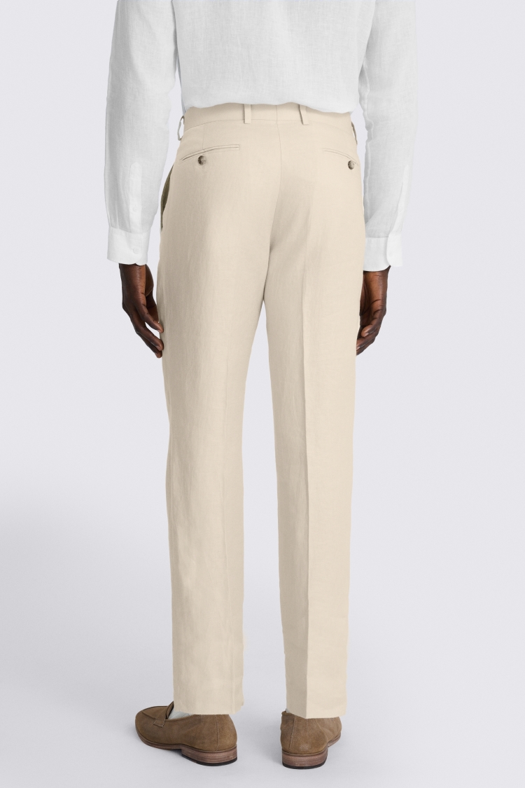 Neutral Tailored Fit Twill Linen Trousers - Image 2