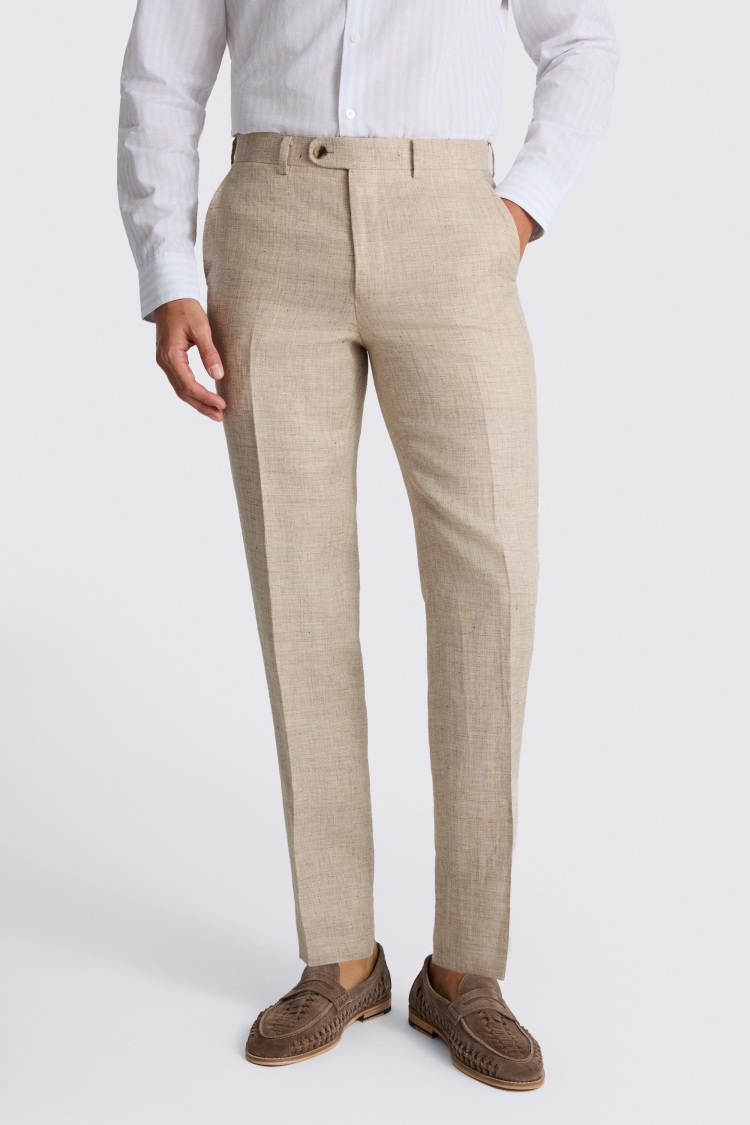 Neutral Tailored Fit Delave Linen Trousers