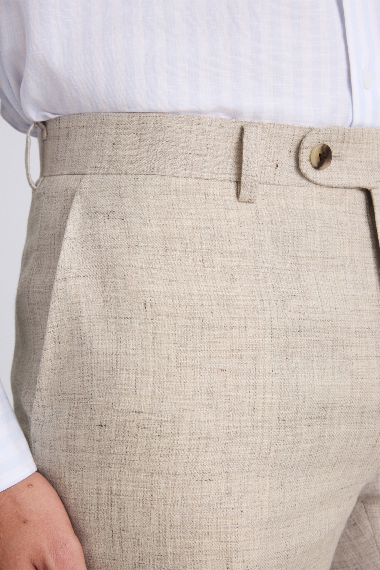 Neutral Tailored Fit Delave Linen Trousers - Image 3