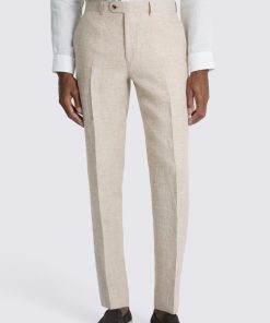 Neutral Slim Fit Delave Linen Trouser