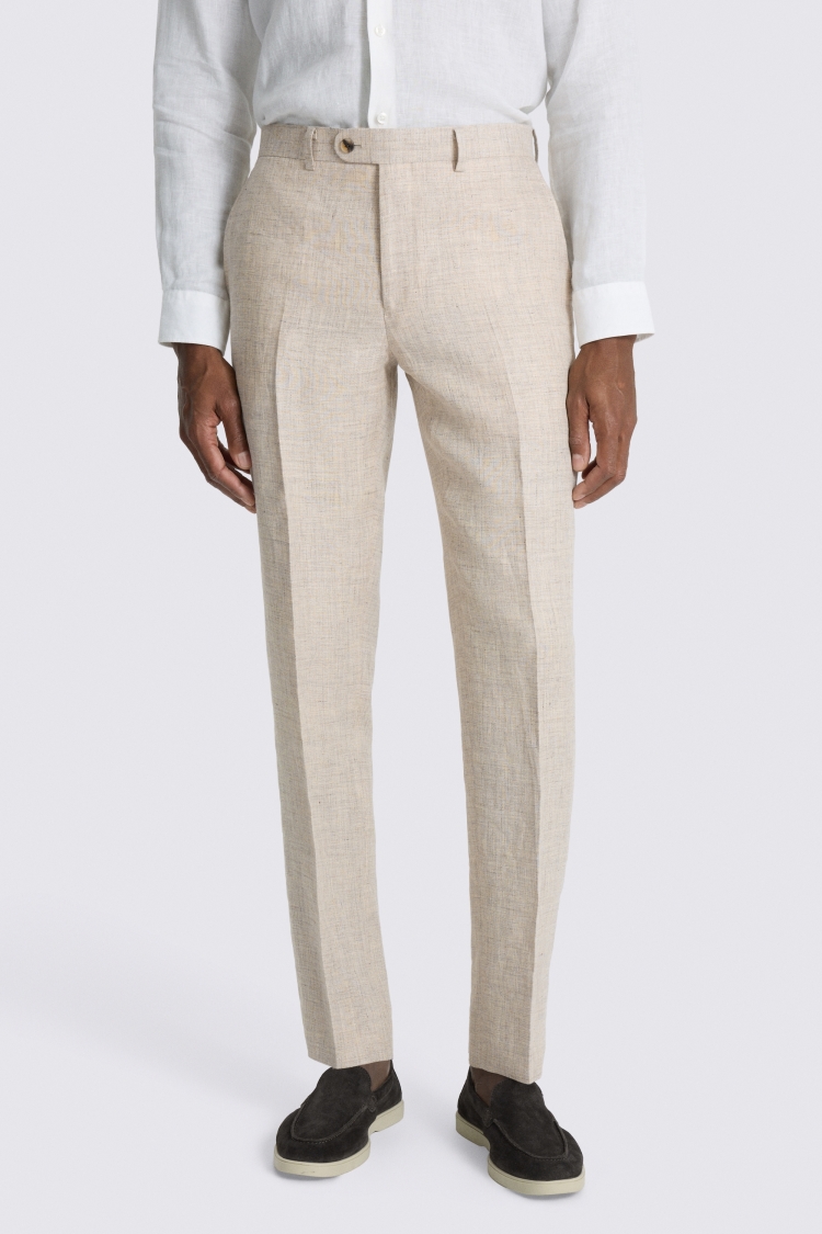 Neutral Slim Fit Delave Linen Trouser