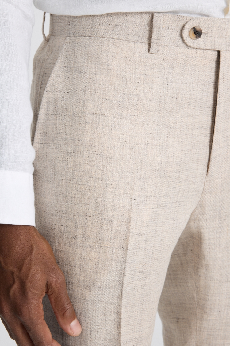 Neutral Slim Fit Delave Linen Trouser - Image 3