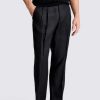 Black Linen Pleated Trousers
