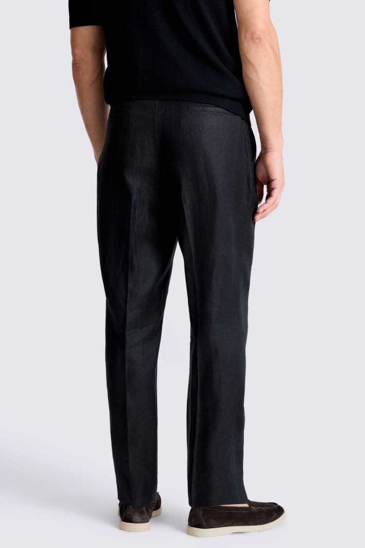Black Linen Pleated Trousers - Image 2