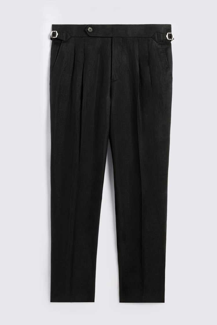 Black Linen Pleated Trousers - Image 5