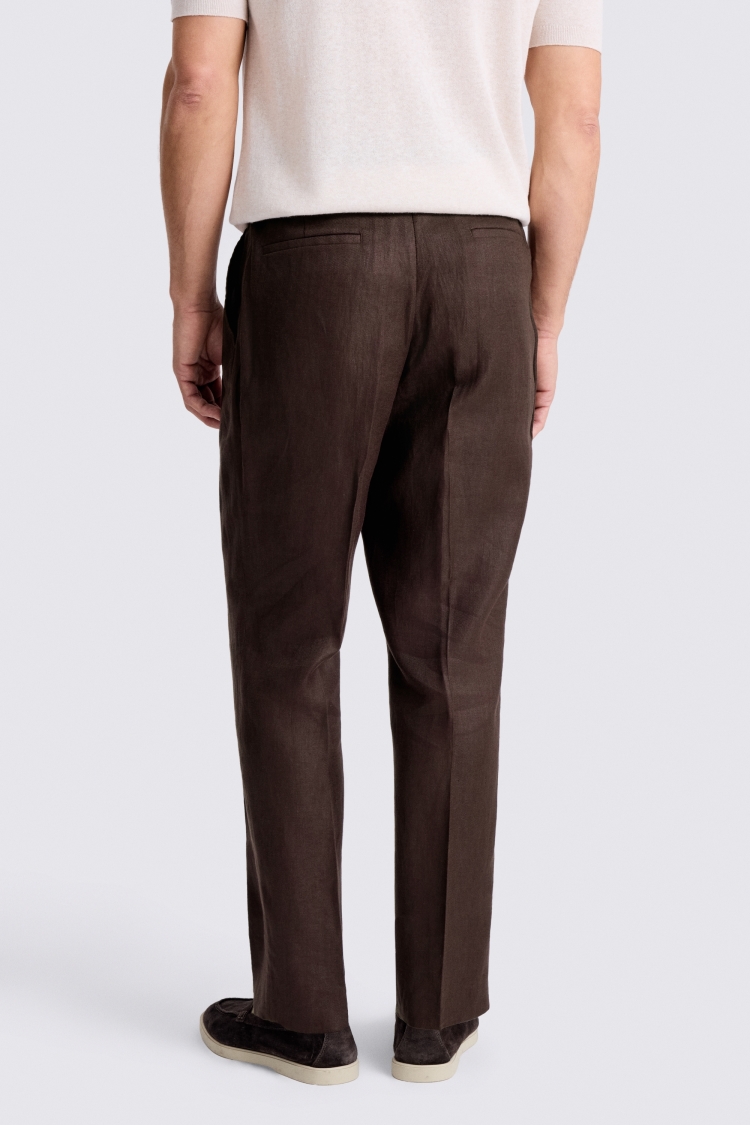 Burgundy Linen Pleated Trousers - Image 2