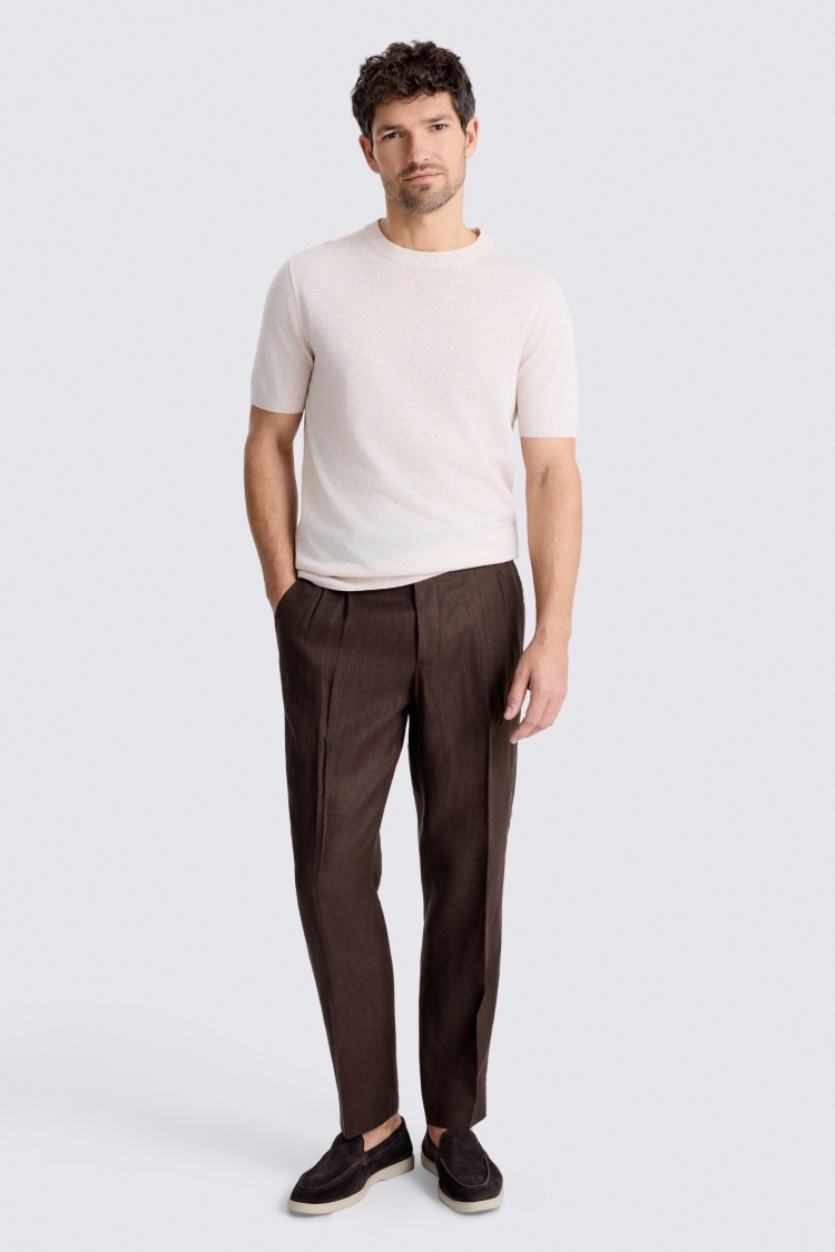 Burgundy Linen Pleated Trousers - Image 4