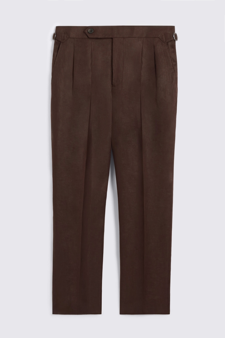 Burgundy Linen Pleated Trousers - Image 5