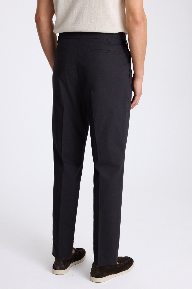 Black Cotton Pleated Trousers - Image 2