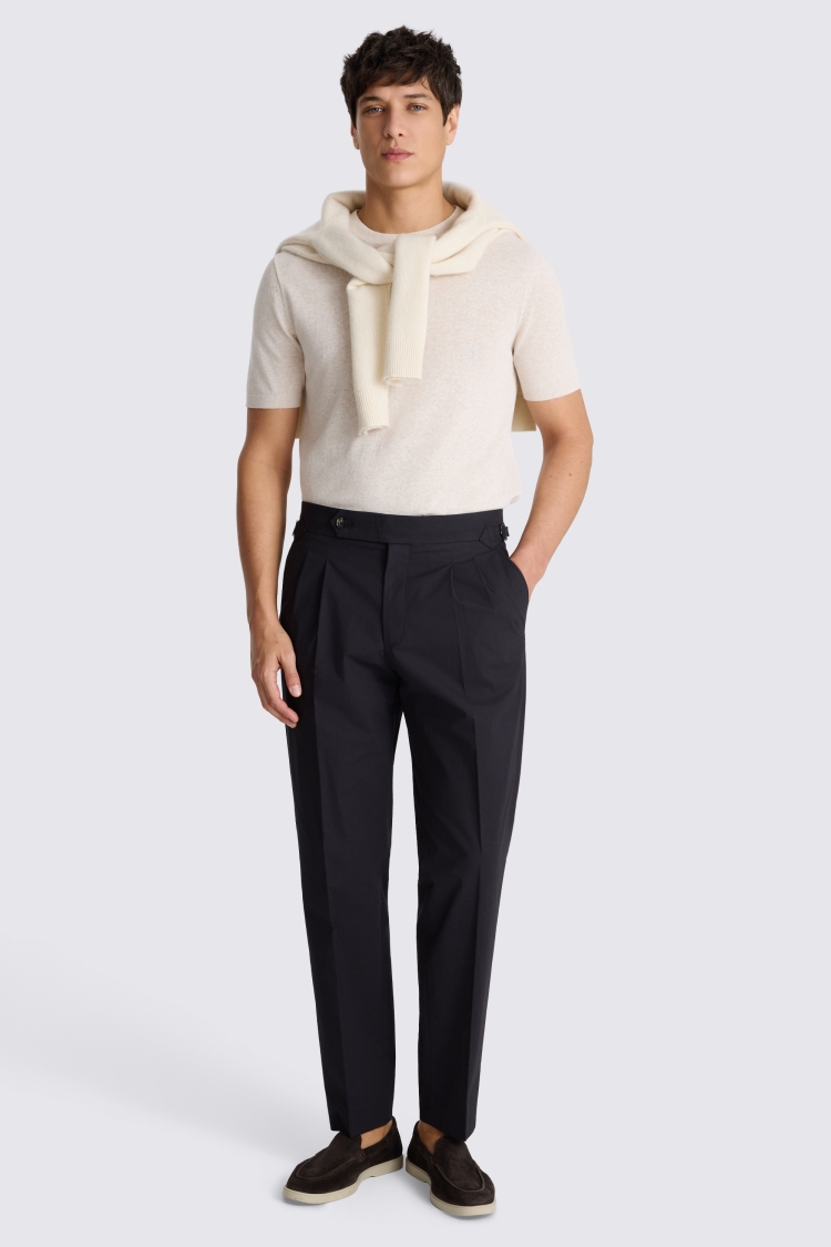 Black Cotton Pleated Trousers - Image 4