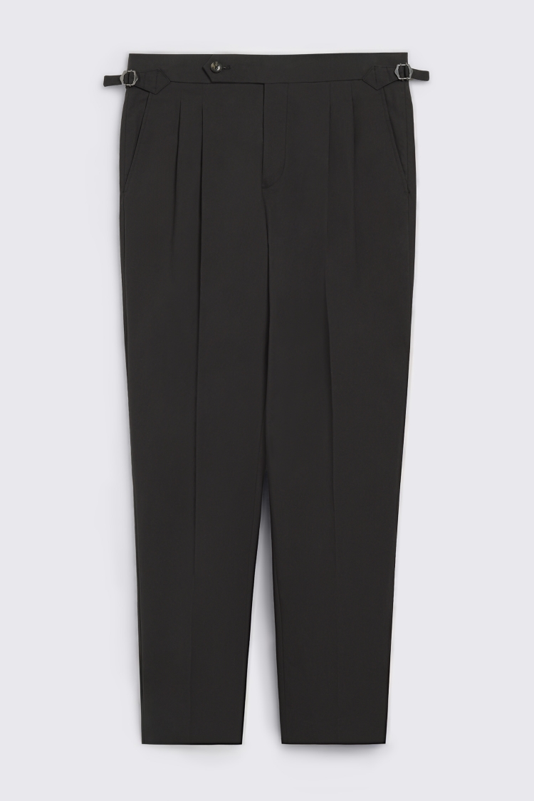 Black Cotton Pleated Trousers - Image 5