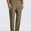 Taupe Cotton Pleated Trousers