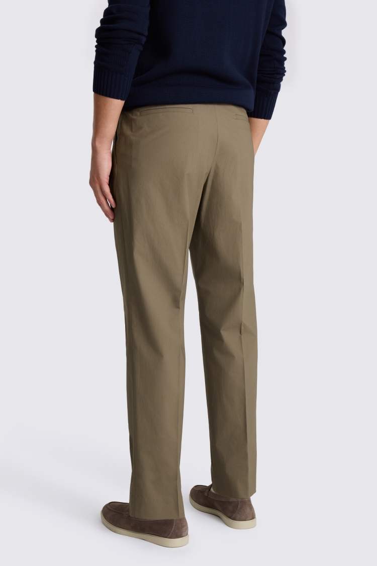 Taupe Cotton Pleated Trousers - Image 2