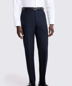 Navy Regular Fit Twill Trousers