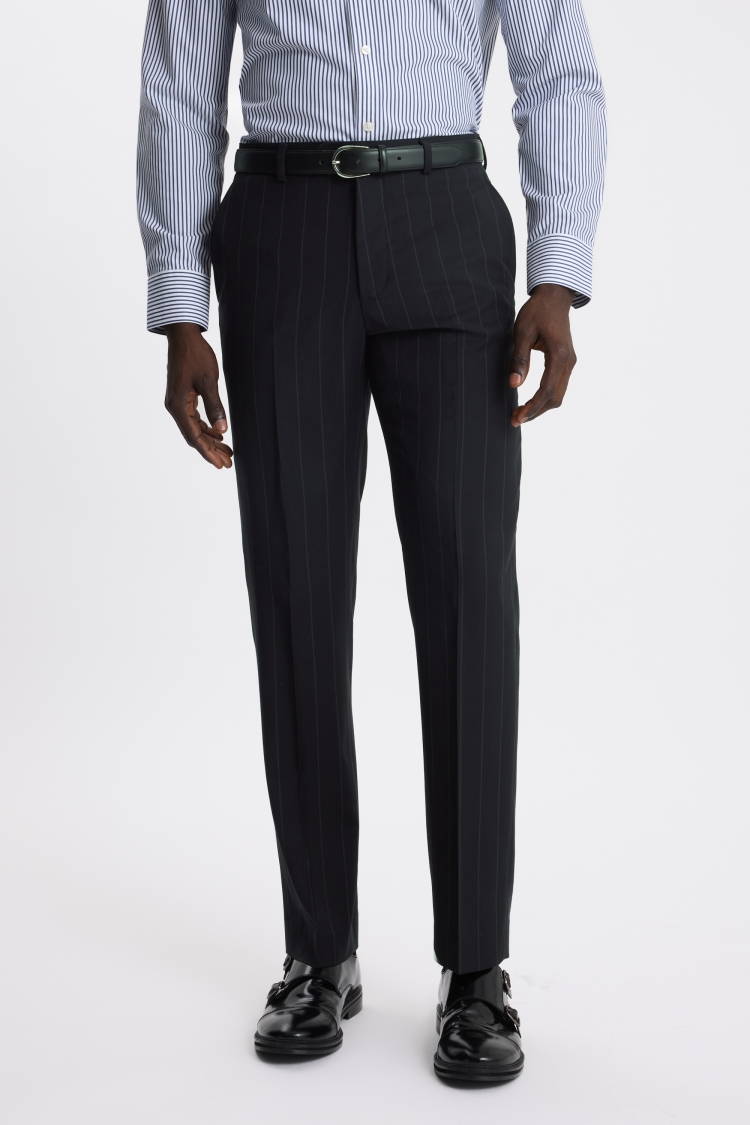 Navy Tailored Fit Stripe Trouser