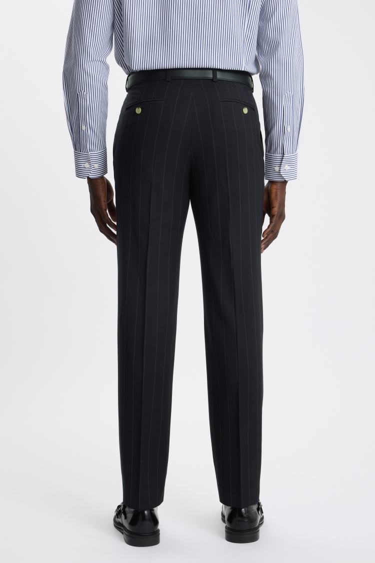 Navy Tailored Fit Stripe Trouser - Image 2