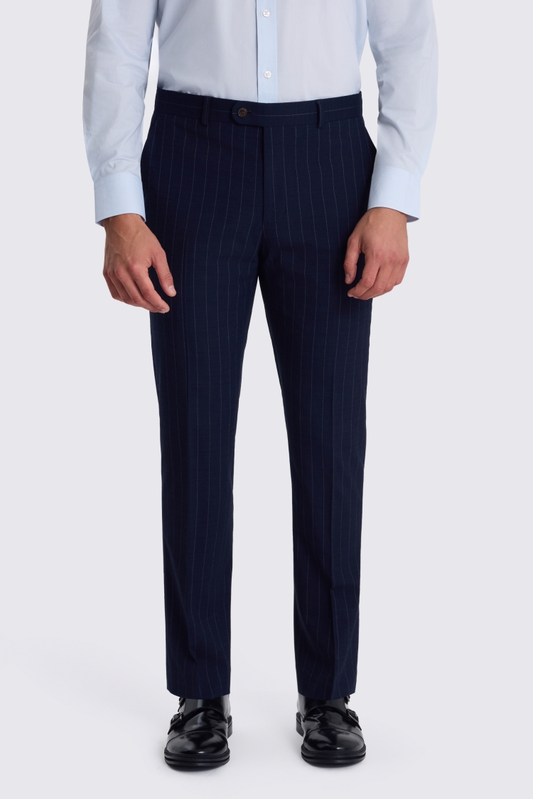 Navy Slim Fit Stripe Trouser