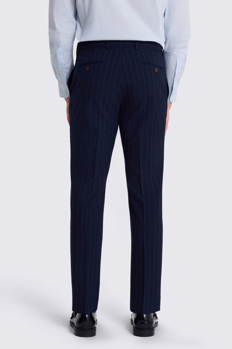 Navy Slim Fit Stripe Trouser - Image 2