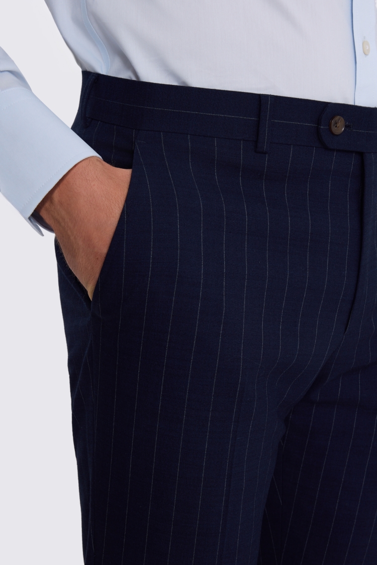 Navy Slim Fit Stripe Trouser - Image 3