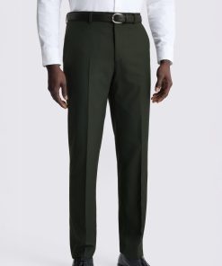 Khaki Slim Fit Flannel Trousers