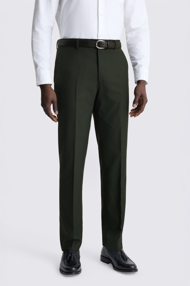 Khaki Slim Fit Flannel Trousers